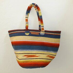 BILLABONG Large Multicolor Serpae Woven Cotton Beach Pool Surf tote Excellent